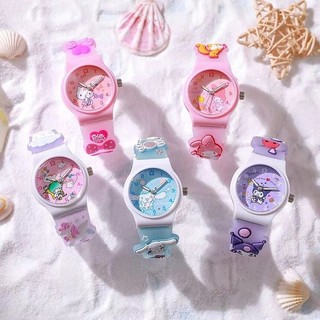 Đồng hồ trẻ em Sanrio dễ thương – Dây silicone mềm máy quartz chống nước nhẹ