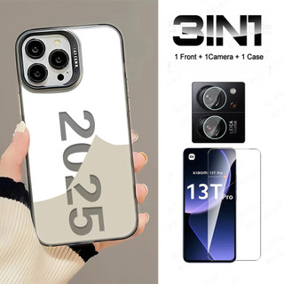 Ốp Lưng 3 in1 2025 Năm Cho OPPO A1 5G A1pro A2pro A2 5GA3 A3pro A3X A5X A5pro Vỏ Điện Thoại Matte Silver IMD Vỏ Bảo Vệ Chống Rơi Cứng