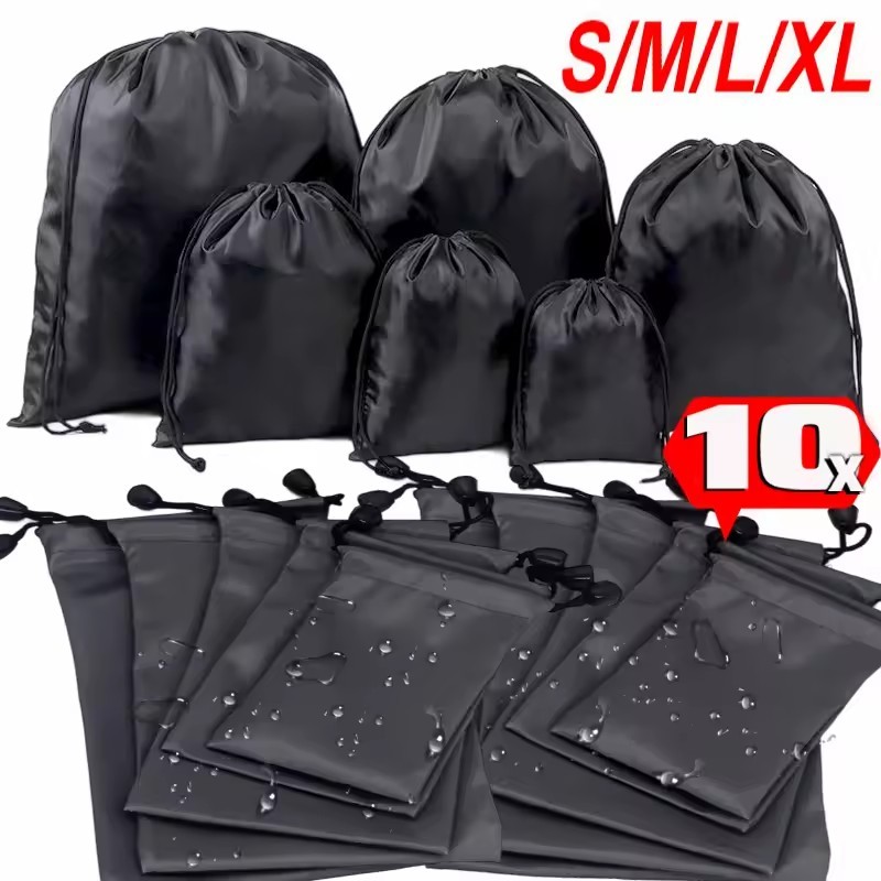 10 Túi chống nước Oxford có dây rút an toàn, Dụng cụ sắp xếp du lịch chống bụi đa kích thước cho hành lý / Dụng cụ cắm trại / Đồ dùng vệ sinh