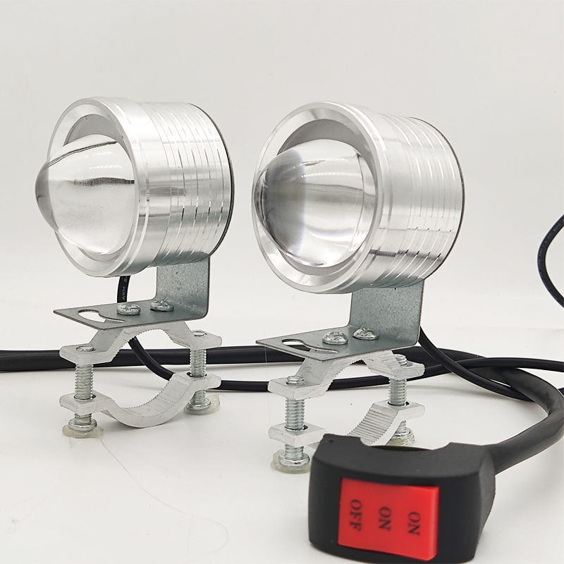 Đèn LED xe máy có sẵn có có ống kính Đèn pha ánh sáng kép màu vàng Trắng siêu sáng Đèn mạnh Xe TNA7