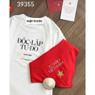 Áo Thun, Khăn in hình cờ tổ quốc, in chữ tự hào VN vải đẹp dáng basic