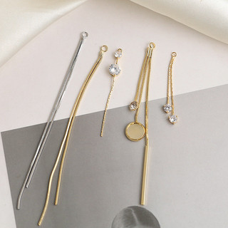 Mạ Đồng Vàng Thật Có Tua Rua Treo Nhẫn Đôi Dài Kẻ Sọc Zircon Màu Giữ Đuôi Dây Xích diy Handmade Bông Tai Phụ Kiện Trang Sức Chất Liệu