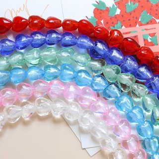 Trong Suốt Vàng Nhăn Phong Cách Nhật Bản Kính Trái Tim Lỗ Thẳng Hạt DIY Handmade Trang Sức Tay Vòng Cổ Bông Tai Hạt Phụ Kiện