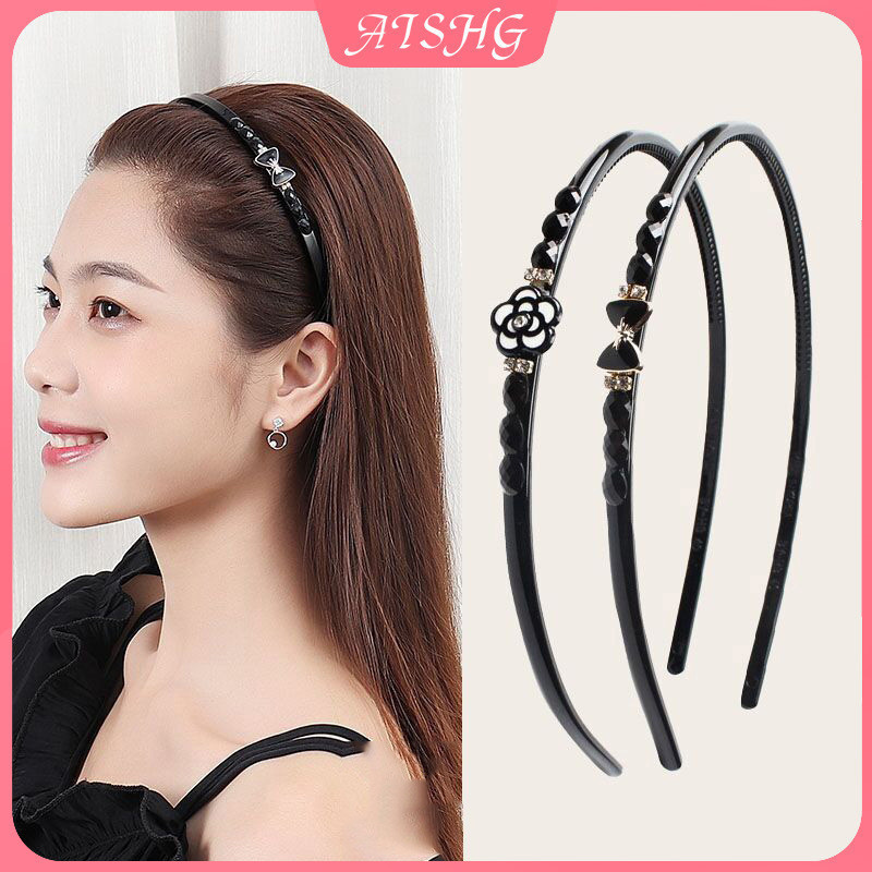 AISHG Bốn Lá Cỏ Ba Lá Đầu Nữ Đơn Giản Kim Cương Giả Nơ Tóc Thời Trang Phụ Kiện Tóc