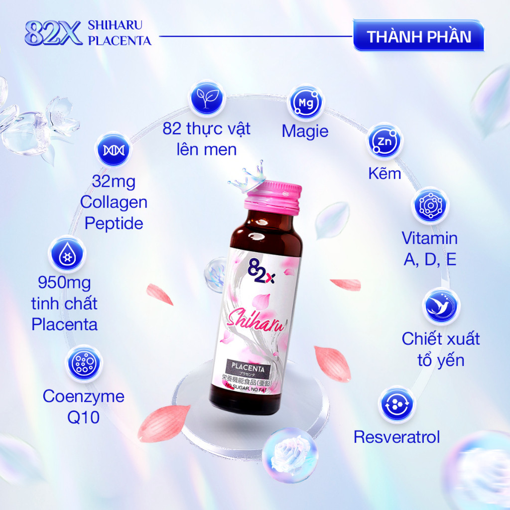 Ảnh Combo 3 Hộp Nước Uống Shiharu Placenta Đều Màu Da, Cân Bằng Nội Tiết Tố Nữ, Ổn Định Giấc Ngủ 10 lọ/Hộp 3