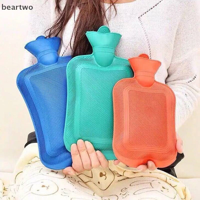 < Beartwo > 500 / 1000ml Bình nước nóng cao su phun nước nóng dày Chai nước nóng mùa đông Túi nước ấm chân tay Chai nước đẹp