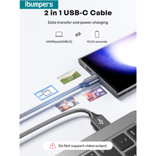Ibumpers 2.4A Dây truyền dữ liệu cáp USB sang C sạc nhanh cho Android Iphone 15