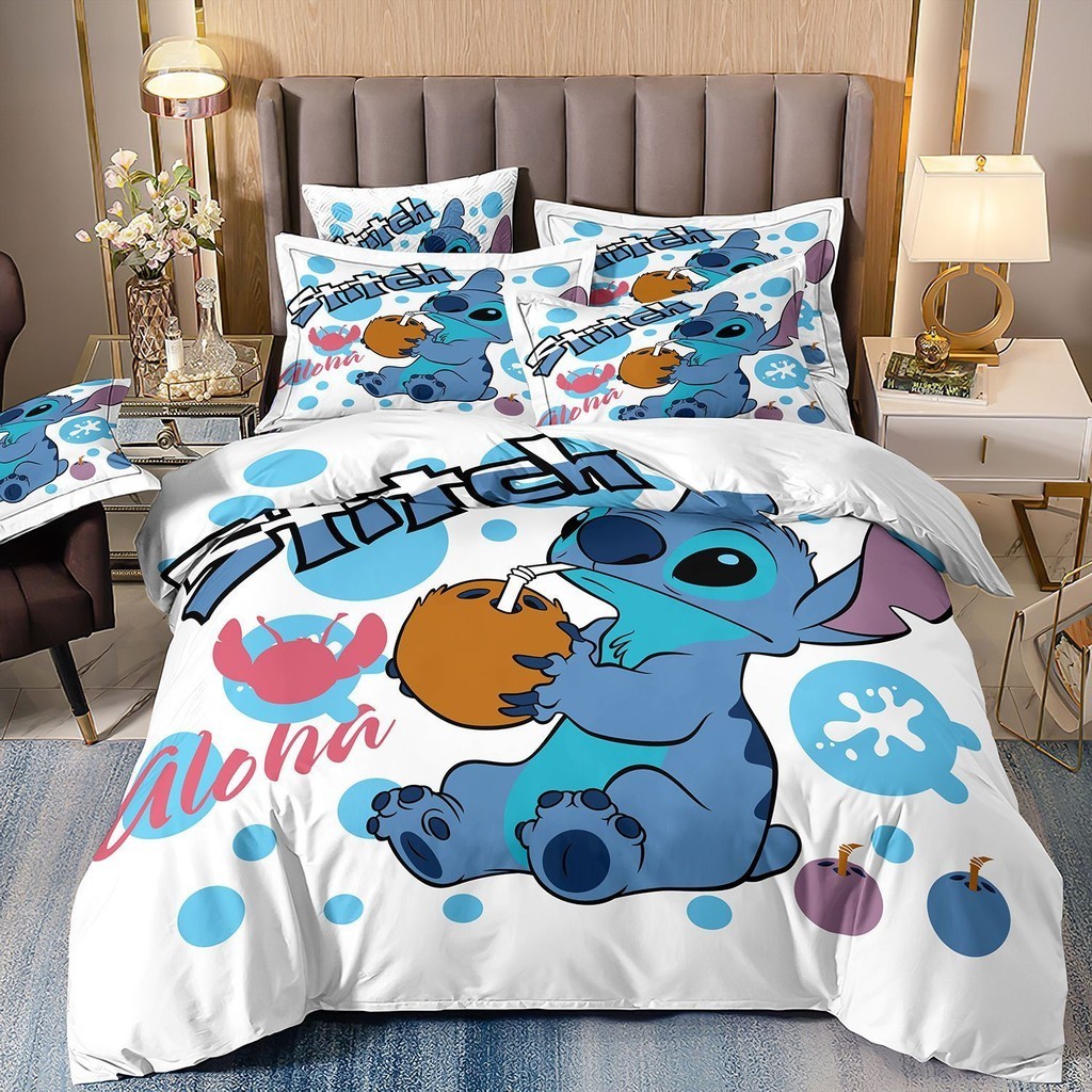 ST2 Stitch Suit Ga trải giường Vỏ chăn gối Bộ chăn ga gối chất lượng cao cấp có thể giặt được Phòng ngủ gia đình 3IN1 TS2