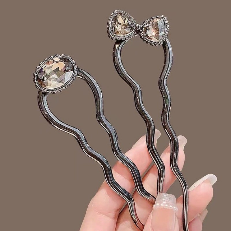 Mauropoli Kẹp tóc hình chữ U màu đen kiểu Pháp, kẹp cổ đơn giản, sẵn hàng