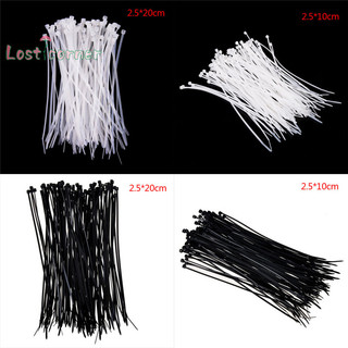 [Lostcorner] 100 chiếc Dây buộc dây cáp màu trắng đen Dây buộc dây cáp Nylon tự khóa [Mới]
