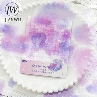 Jianwu Nổi Ngôi Sao Và Mặt Trăng Series Màu Nước Cảnh Quan Chất Liệu Cắt Dán PET Nhãn Dán Sáng Tạo DIY Tạp Chí Văn Phòng Phẩm
