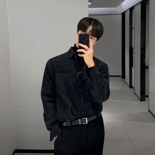 Dichuangzhe Áo Sơ Mi Nam Thu Đông Corduroy Công Sở Màu Sắc Nguyên Chất Cao Cấp Hàng Đầu