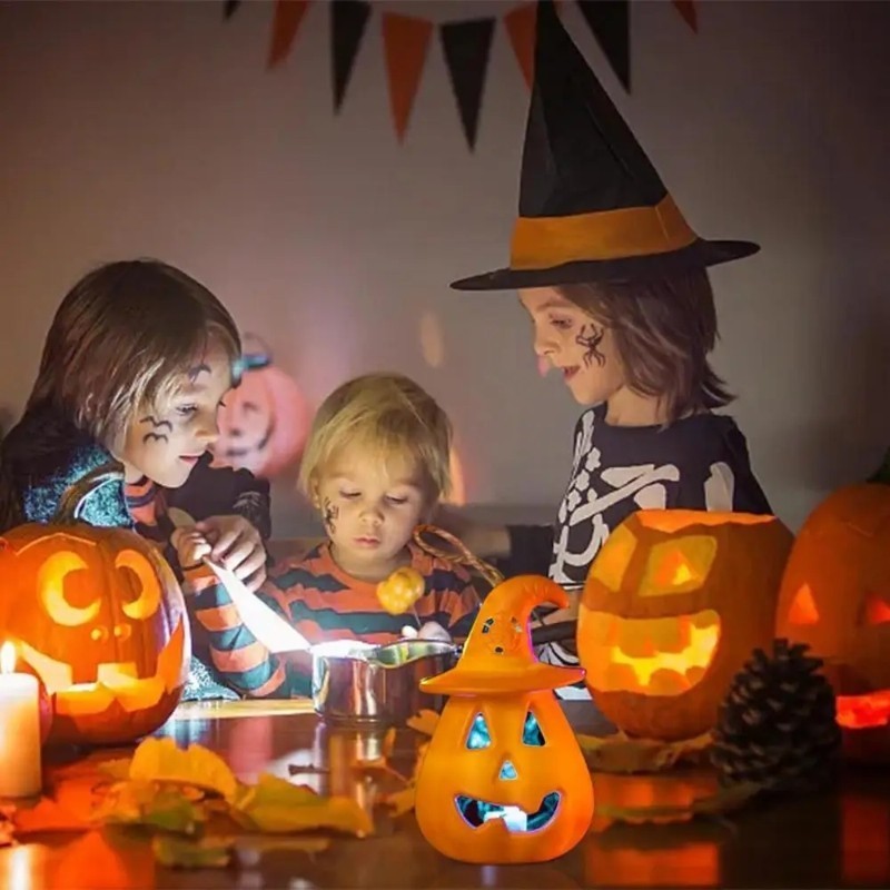 Halloween Bí Ngô Đèn Led Sáng Tạo Đèn Lồng Trang Trí Lễ Hội Ma Ăn Mặc Phát Sáng