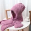 Khăn quàng cổ tích hợp mùa đông MERIGGIARE, Khăn quàng Mũ beanie chống gió dày, Bộ khăn quàng cổ mùa thu đông dệt kim mềm có mũ trùm đầu cho nữ bé gái