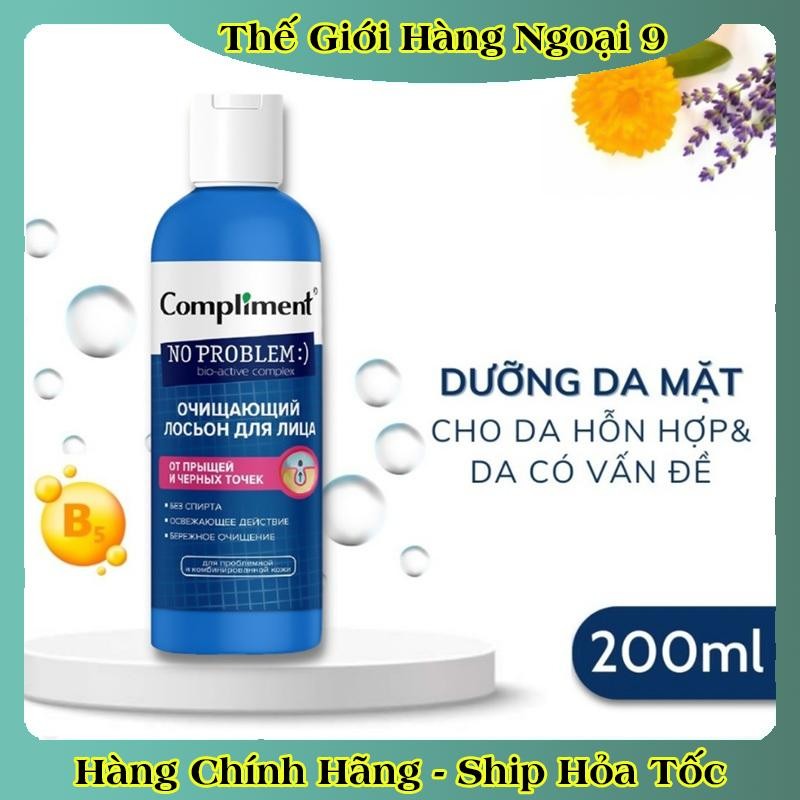 Toner BHA Compliment No Problem làm sạch sâu, kiềm dầu, giảm mụn, mờ thâm 200ml của Nga