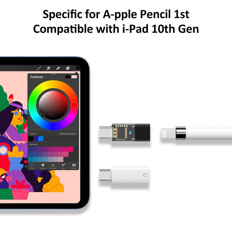 Ảnh HdoorLink USB C sang pencil 1st Adapter ipencil 1st và Pad gen 10 Đầu nối sạc nối Bluetooth giữa 2