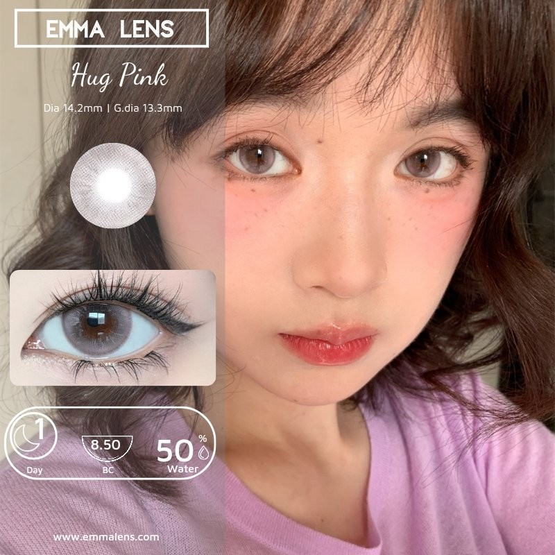 Lens 1 ngày  Hug Pink | Lens 1 day Hồng Vân Tia | Emma Lens