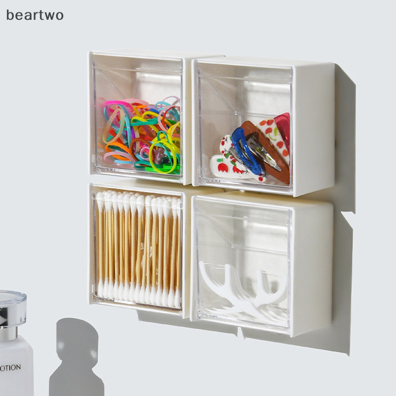 < Beartwo > 1 / 2 Chiếc Treo Tường Hộp Bảo Quản Dính Nhỏ Trang Sức Hộp Đựng Nhựa Chống Bụi Phòng Tắm Tổ Chức Cho Khăn Bông Trang Điểm Đẹp
