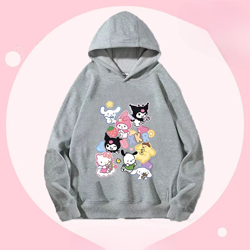 Kuromi Cinnamoroll Áo có mũ trùm đầu thanh niên với nhân vật hoạt hình Anime đáng yêu và lớp lót lông cừu ấm cúng