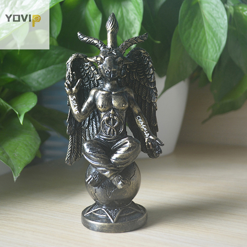 Yovip Baphomet Thần Dê Của Mendes Tượng Nhà Thờ Satan Sabbatic Dê Thần tượng Baphomet Nhựa Satanic Huyền bí Thần còi Dê VN