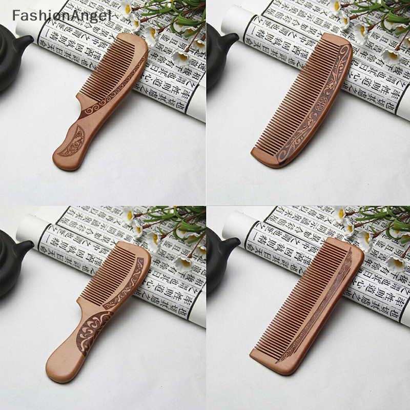 FashionAngel Lược Gỗ Đào Tự Nhiên Đóng Răng Massage Chống Tĩnh Điện Tóc HealthTools TH