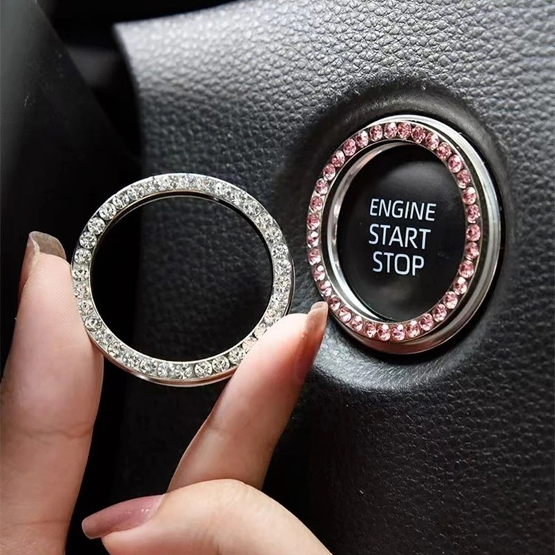 Caruniversal Car Nút khởi động một phím Vòng tròn trang trí đính kim cương / Vòng tròn kim cương nội thất ô tô