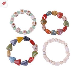 Alik 1 DIY Phụ Kiện Gốm Sọc Dưa Hấu Hạt Vòng Tay Nhiều Màu Sắc Hoa Men Hạt Vòng Tay Handmade Trang Sức VN