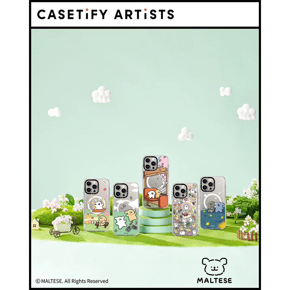 Casetify X MALTESE Series Hút Từ Tính Trong Suốt Cứng Acrylic Lưng IPhone Ốp Lưng Tác Động Dành Cho Apple IPhone 13 14 15 16 Pro Max 16 Plus Có Hộp