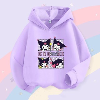 2024 Áo Hoodie Kuromi dễ thương mùa xuân thu Áo khoác có mũ trùm đầu hoạt hình mỏng dành cho trẻ em thời trang