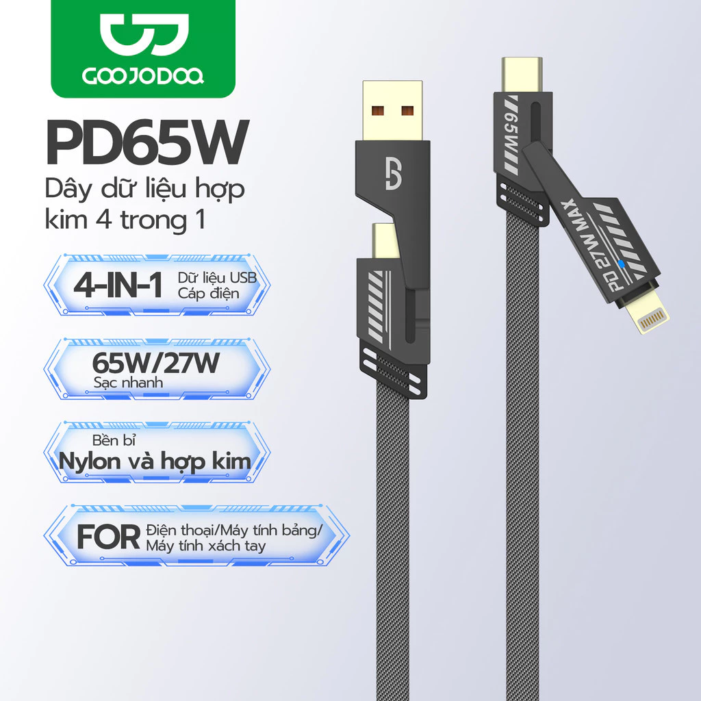 Cáp sạc nhanh đa năng GOOJODOQ 65W 4 trong 1