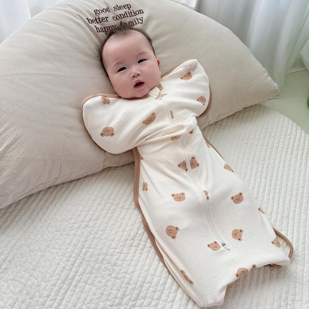 Nhộng chũ Chính hãng vải thun lạnh cao cấp, mềm mại co giãn 4 chiều giúp bé ngủ ngon