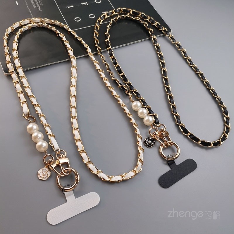 Điện Thoại Di Động Dây Đeo Ngang Dài Thời Trang Cao Cấp Ngọc Trai Da Dây Xích Thẻ Khuếch Đại Vỏ Túi Nữ Mạnh Mẽ