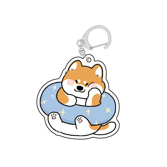 Corgi Shiba Inu Móc Chìa Khóa Con Chó Con Búp Bê DIY Hoạt Hình Dễ Thương 2 Mặt Acrylic Móc Khóa Học Mặt Dây Chuyền