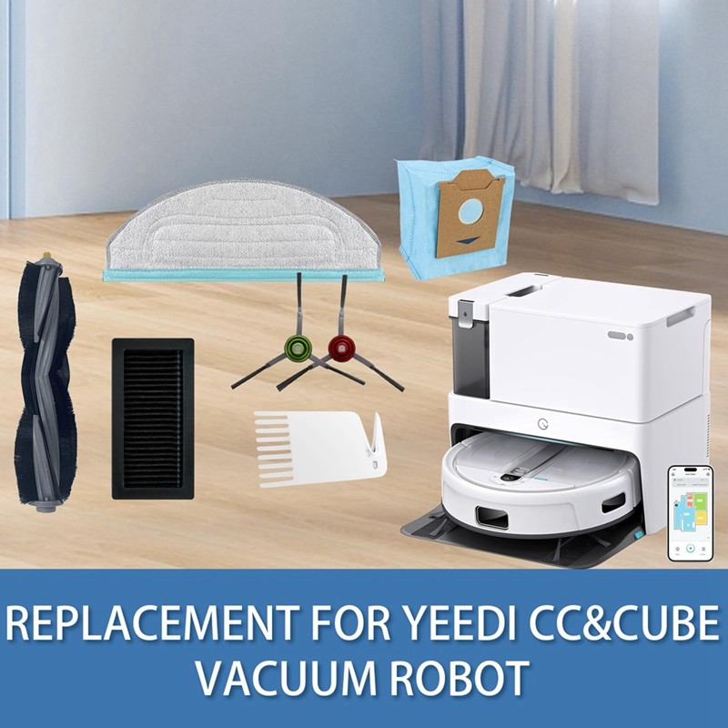 Phụ Kiện Thay Thế Phụ Kiện Cho Yeedi Cube & CC Robot Hút Chân Không Phần Lau Miếng Lót Lọc Bàn Chải Chính Cạnh Bàn Chải Túi Bụi