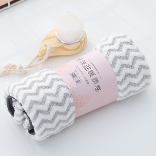 Khăn mặt cotton lông cừu hàn quốc siêu mềm thấm hút tốt khăn lau tay kẻ sọc 50x35cm #A19
