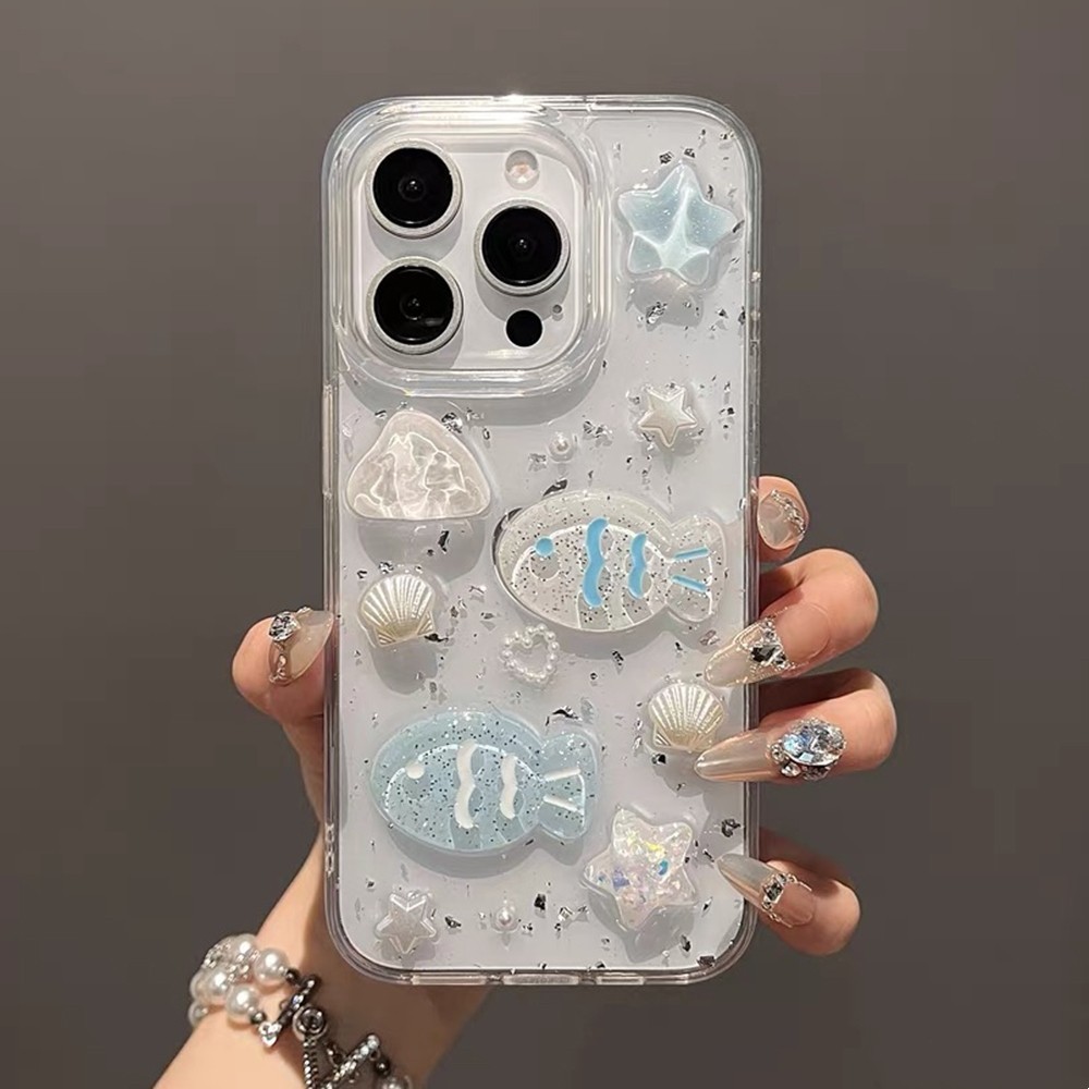 Vỏ Lập Thể Sao Cá Nhựa Ốp Lưng Điện Thoại iPhone 17 Pro Max 17 Air 16 Plus 15 14 13 12 11ProMax Bảo Vệ Toàn Diện Vỏ Bảo Vệ Chống Sốc