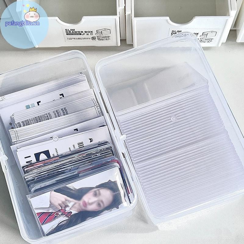 Pufangbliss Photocards Hộp Bảo Quản Miếng Dán Trong Suốt Hàn Quốc Thần Tượng Thẻ Để Bàn Sắp Xếp Lưu Trữ Hộp Phân Loại Văn Phòng Phẩm VN