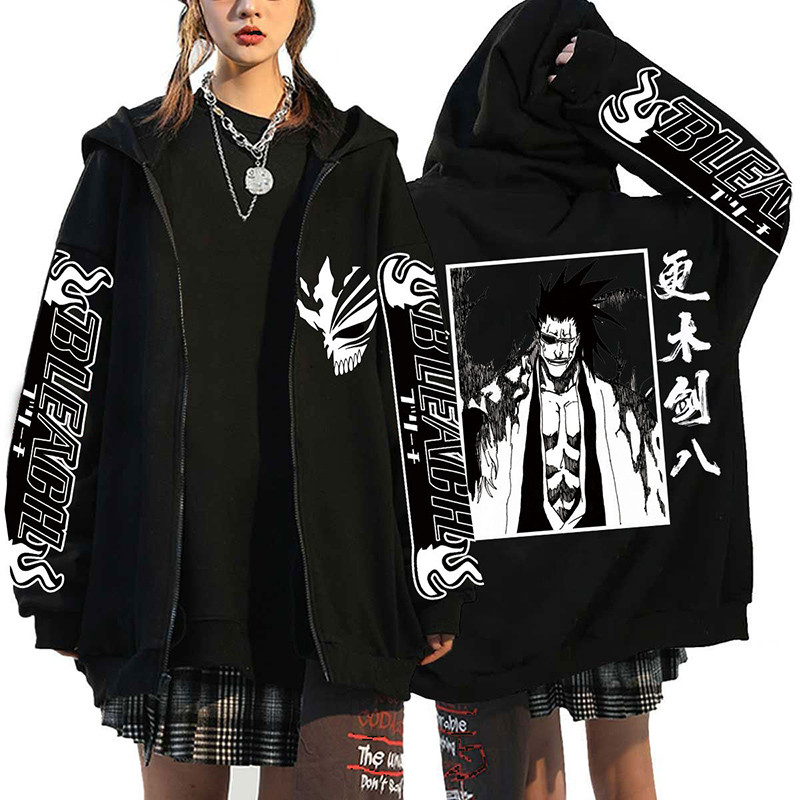 Bleach Anime Dây Kéo Áo Khoác Zip Up Áo Đồ Họa Thời Trang Y2K Dạo Phố Dây Kéo Áo Khoác Nữ