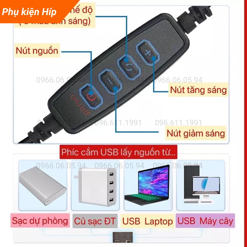 Bộ sản phẩm Đèn Livestream Size 26cm, 30cm Để Bàn, Make Up Trang Điểm, Chụp Ảnh, Bán Hàng Online,Bảo Hành 2 năm.