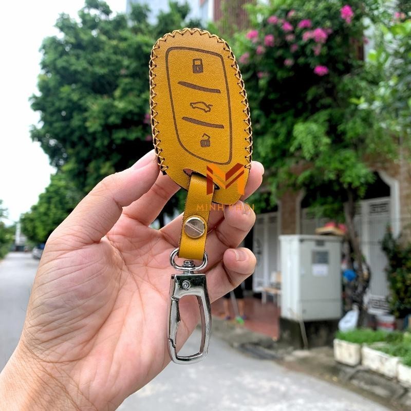 Bao da chìa khoá xe oto MG ZS, MG HS, MG5 2022 2024 da thật, khâu thủ công