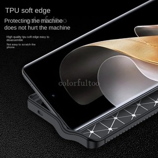 Ốp Điện Thoại Bằng Sợi Carbon Bọ Cánh Cứng Cho Vivo V40 Pro V40Pro V 40 VivoV40 5G 2024 Kinh Doanh Sang Trọng Vỏ Silicon TPU Mềm Chống Vân Tay Họa Tiết Mờ Ốp Lưng Chống Sốc