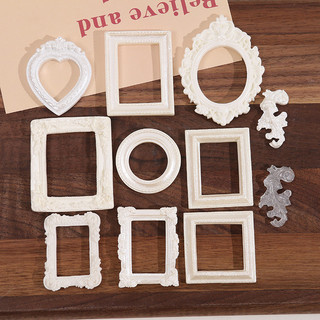 Baroque phong cách ngọc trai bạc trắng Tình Yêu hình học hình chữ nhật Kem khung ảnh DIY phụ kiện trang sức vật liệu bán buôn