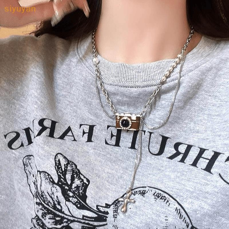 Siyuyan Hợp Thời Trang Mới Lạ Mát Camera Mặt Dây Chuyền Vòng Cổ Dành Cho Nữ Bé Gái Niche Hip-Hop Đơn Giản Cá Tính Đa Năng Áo Len Dây Chuyền Quà Tặng VN