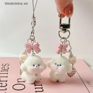 THI Hoạt Hình Dễ Thương Động Vật Đáng Yêu Đổ Xô Gấu Con Chó Con Nơ Đính Hạt Móc Khóa Mặt Dây Chuyền Ba Lô Túi Trang Trí Dây Xích Điện Thoại Cặp Đôi Quà Tặng VN