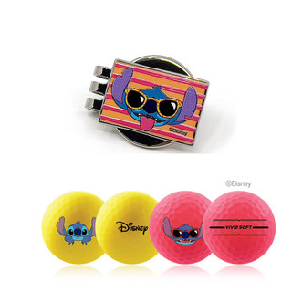 [VOLVIK] Bộ bút đánh dấu và 4 quả bóng golf thiết kế Disney Stitch (Vàng/Xanh)