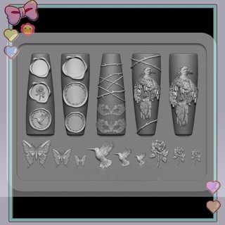 [beautifulhome] Khuôn Silicon Móng Tay Nghệ Thuật Retro Crow Rose Night Eagle 3D Nail Art Trang Trí DIY Thiết Kế Khuôn Trong Suốt [Làm Đẹp]