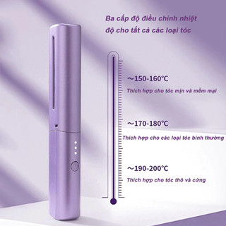 Máy Ép Tóc Mini Không Dây - Duỗi Thẳng & Uốn Xoăn 2in1, Tốc Độ Cao, Sạc Nhanh Tiện Lợi