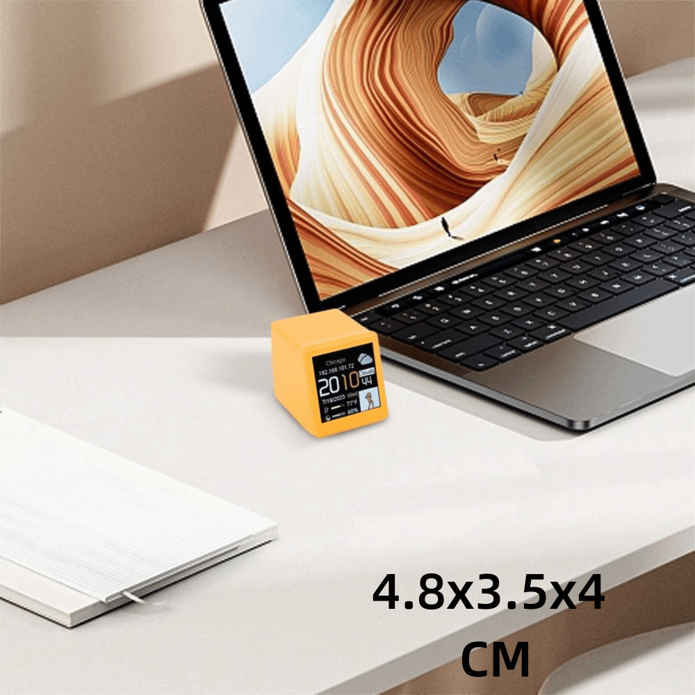 ĐƠN GIẢN Đồng hồ thông minh 4.5x4x3CM, Trạm dự báo thời tiết WiFi sạc USB, Nhựa sáng tạo với toàn màn hình Gif Hoạt hình Album Lectronic Đồng hồ để bàn Mini tại nhà