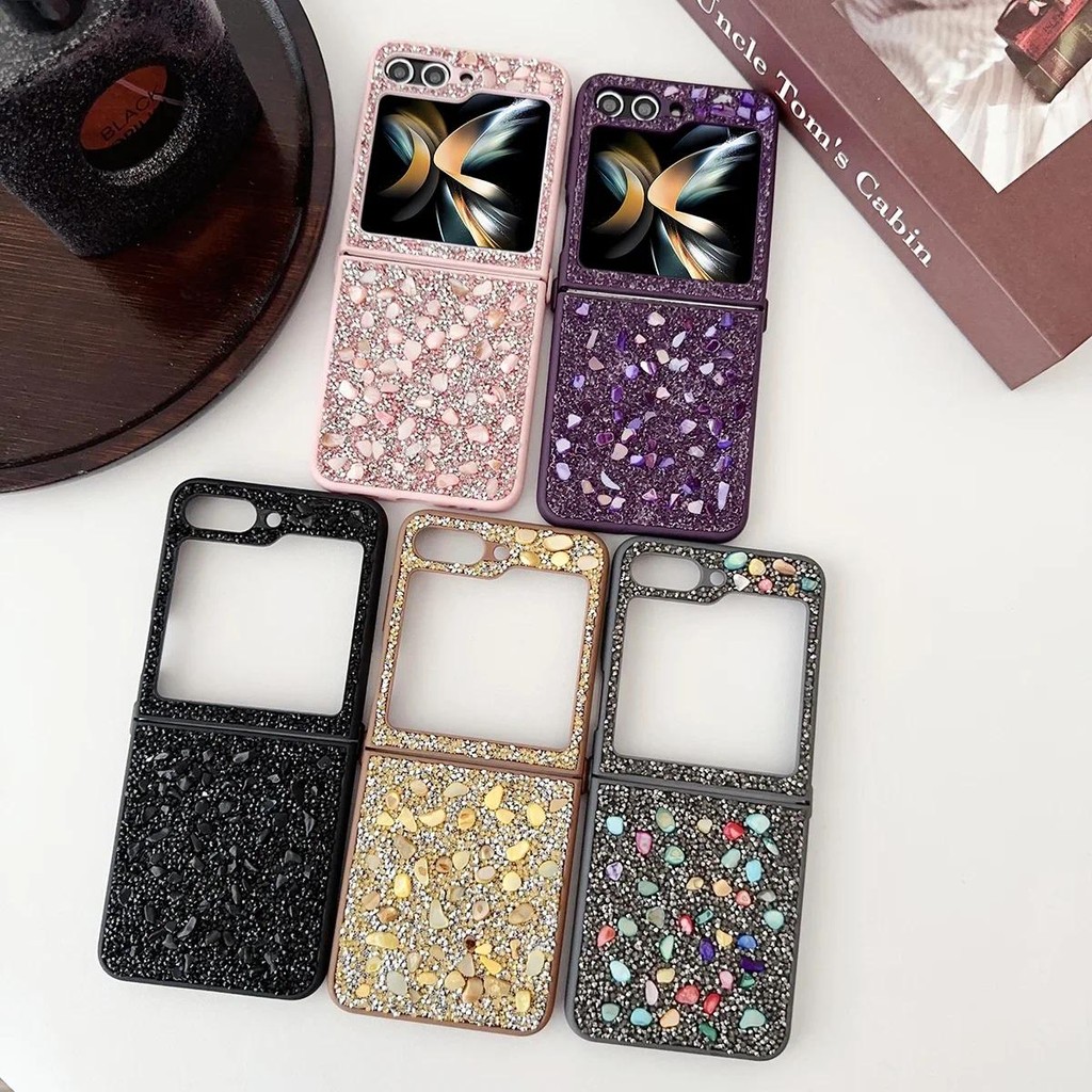 Ốp điện thoại TPU mềm viền mềm lấp lánh kim cương rực rỡ cho Samsung Galaxy Z Flip 7 6 5 4 3 Flip7 Flip6 Skin Feel Protection Cover