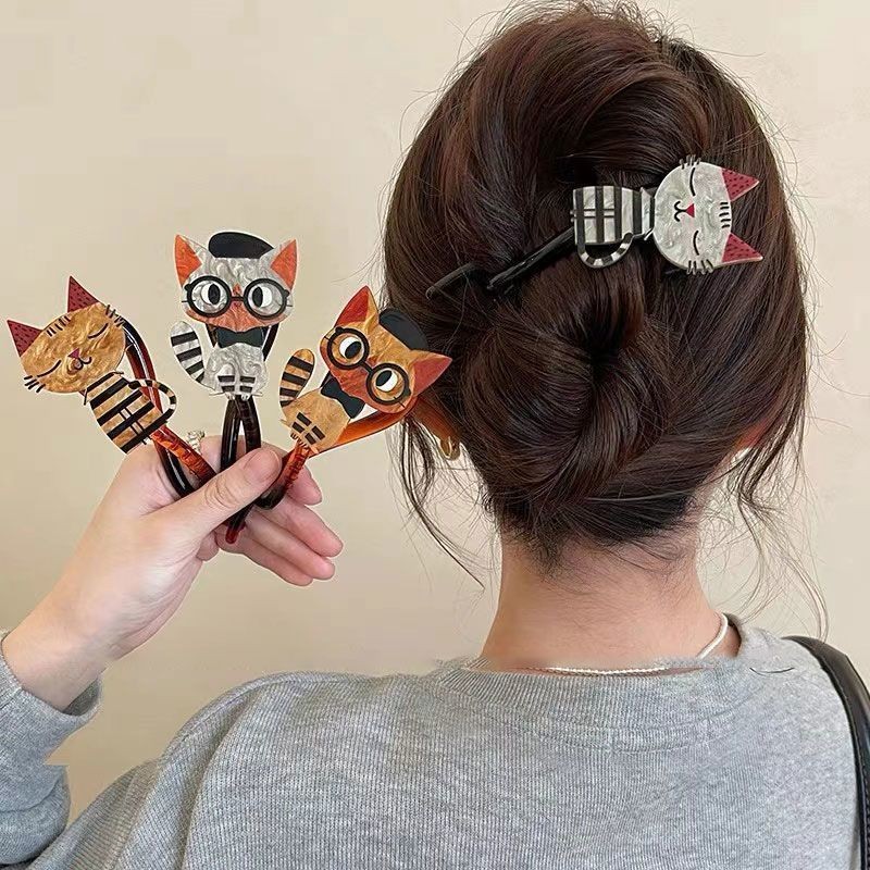 Kẹp tóc xoắn hình mèo dễ thương dễ thương dễ thương dễ thương
